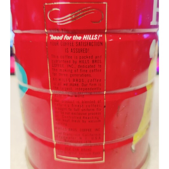 HILLS BROS DRIP GRIND COFFEE CAN TIN 1 LB. with 5 CENTS OFF, COLLECTORS ITEM - Picture 8 of 14